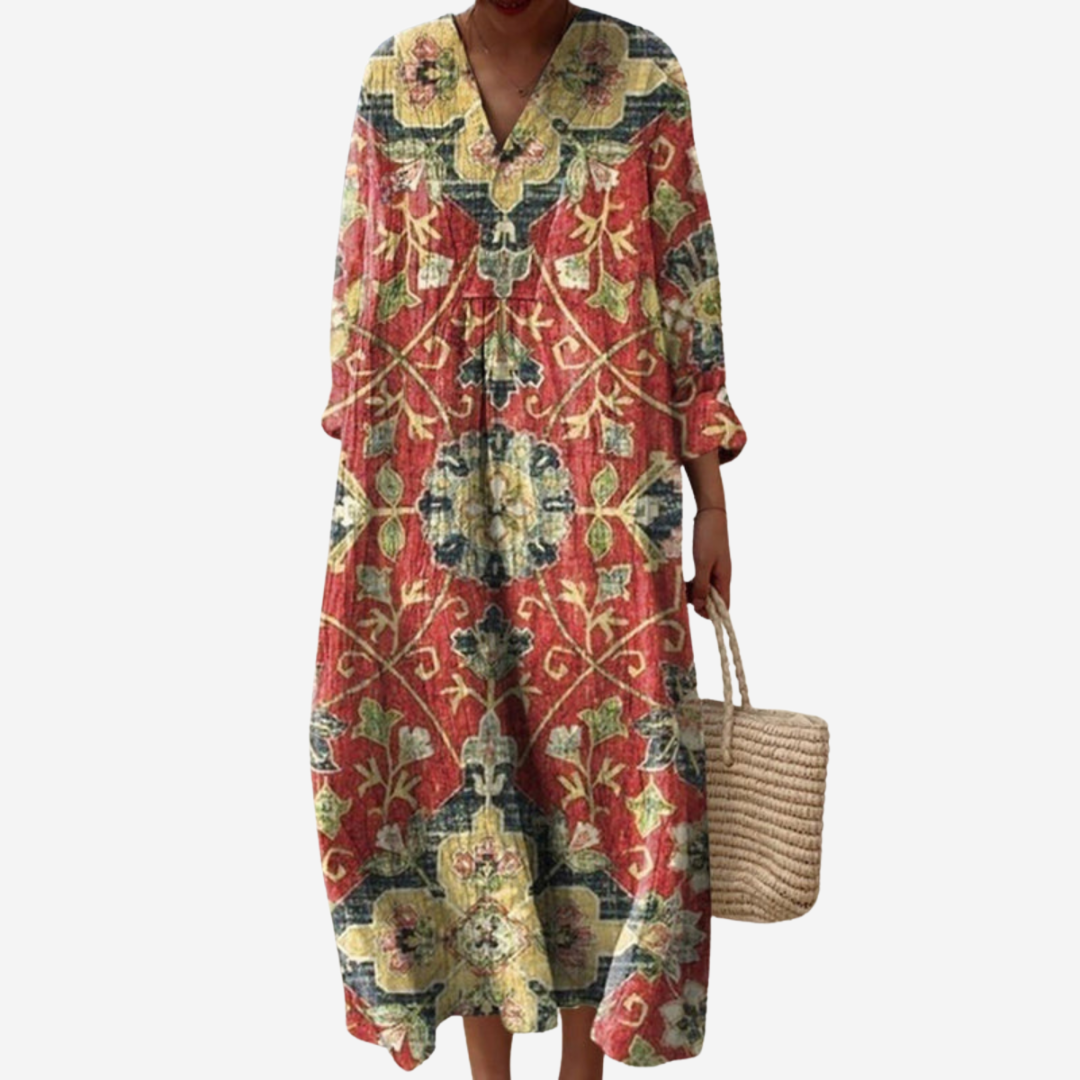 Maison Svala™ | Bohemisk klänning i jordtoner