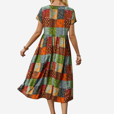 Maison Svala™ | Bohemisk klänning med rutmönster