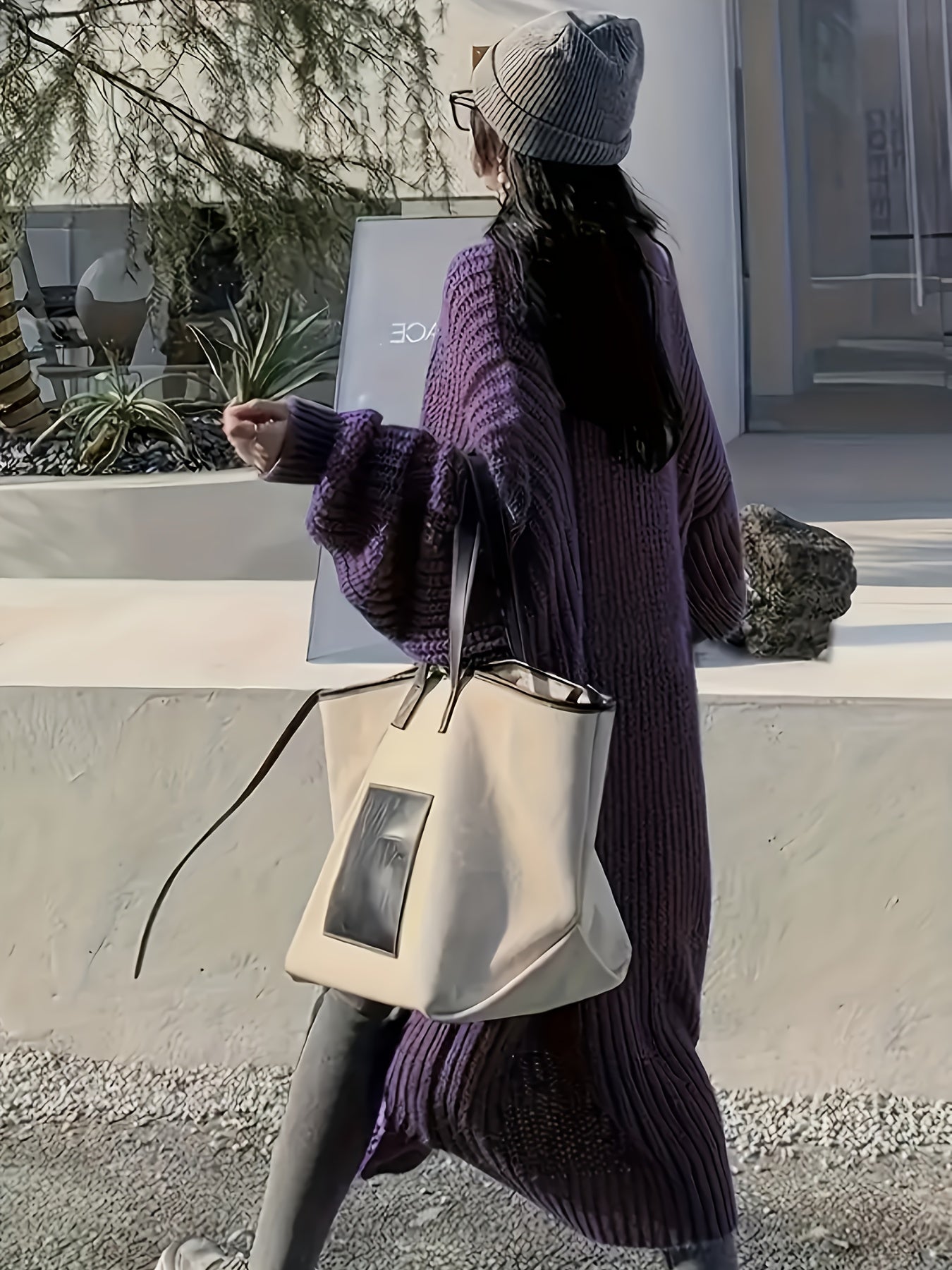 Maison Svala™ | Långstickad V-ringad kofta med bälte