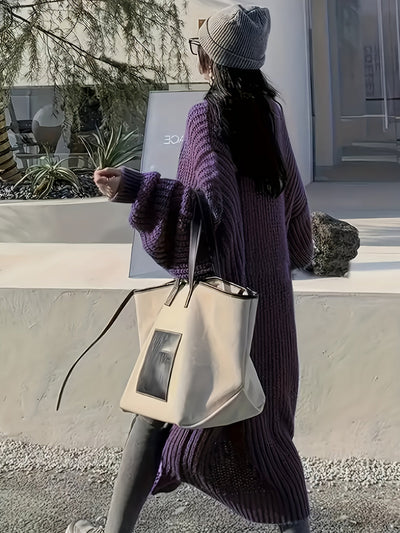 Maison Svala™ | Långstickad V-ringad kofta med bälte