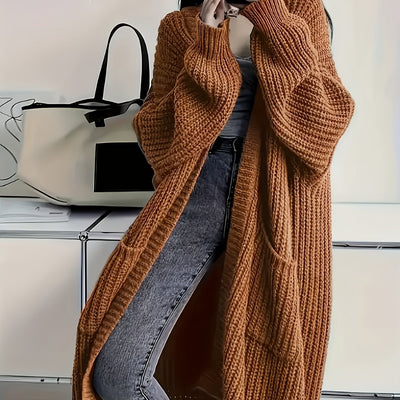 Maison Svala™ | Långstickad V-ringad kofta med bälte