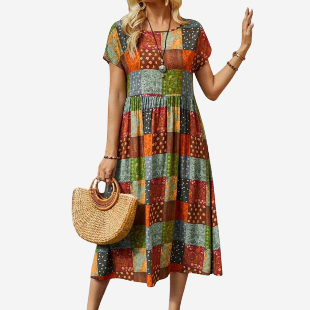 Maison Svala™ | Bohemisk klänning med rutmönster